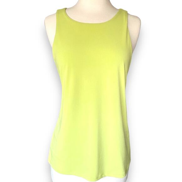 Forever 21 Lime Green Summer Long Tank Silver Zipper Back Business Casual Blouse - Picture 1 of 3